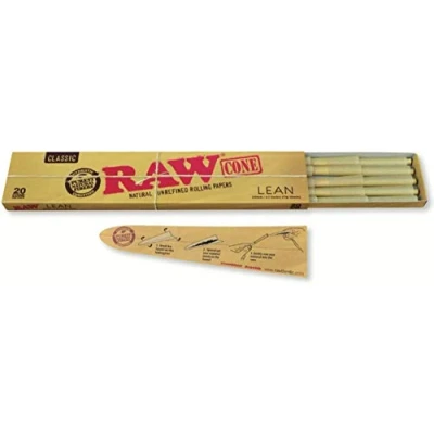 Obrázek RAW Classic Natural Unrefined Pre Rolled Cones 20 Per Pack Lean Size by