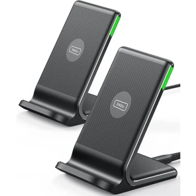Obrázek INIU Wireless Charger Stand [2 Pack], 15W Qi Zertifiziert Inductive Fast Charging Station, Mobile Phone for iPhone 15 14 13 12 11 Pro Max SE Xr Samsung Galaxy S23 S22