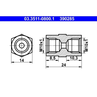 Obrázek ATE 03.3511 0800.1 adaptér, brzdové potrubí