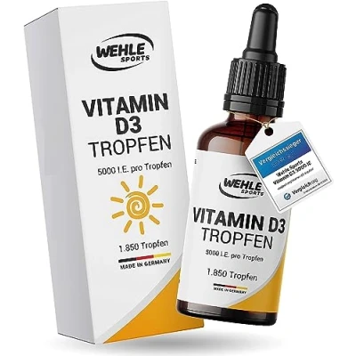 Obrázek Vitamín D3 laboratorně testovaný 5000 IU na kapku ve vysokých dávkách, vítěz srovnání 20192021 vysoce biologicky dostupný vitamin D tekutý 50 ml (1850 kapek) s MCT olejem z kokosu