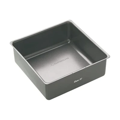 Obrázek MasterClass Deep Cake Tin, 23 cm čtvercový panel, s volným dnem, nepřilnavá, 1 mm uhlíková ocel, bez PFOA, 9 palců, šedý