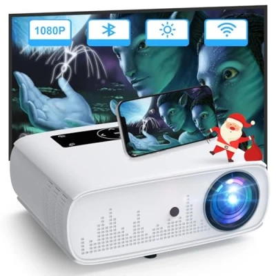 Obrázek HOPVISION Projektor Full HD 1080P, dataprojektor 15000 Lux 5G WiFi Bluetooth, podpora projektoru 4K, domácí kino video kompatibilní s domácí/venkovní, TV Stick, HDMI, USB, X Box, iOS/Android
