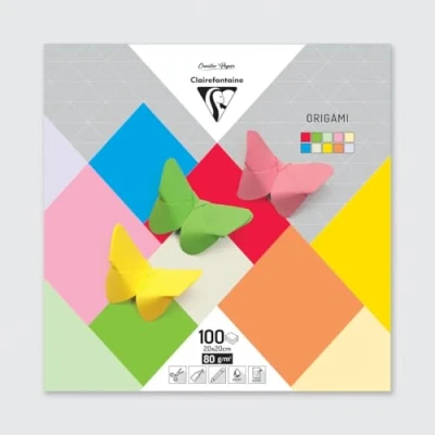 Obrázek Clairefontaine 95007C Packung mit 100 Bögen Origamipapier einfarbig (20 x 20 cm, 80 g) 1 Pack farbig sortiert