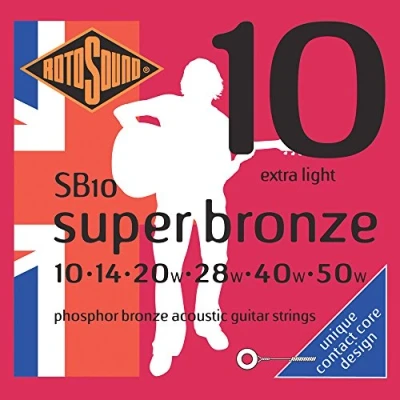 Obrázek Rotosound SB Super bronzová piano string akustická kytara, fosfor sada extra Light 10 50 SB10
