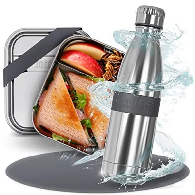 Obrázek boddels Obědová sada z ušlechtilé oceli, dóza na chléb 800 ml a láhev pití oceli 500 svačinový box svačinu izolační dvoustěnná nerezová krabička svačinu,