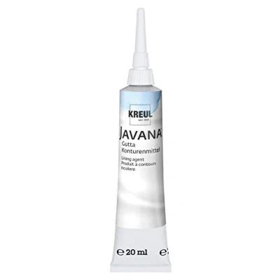 Obrázek KREUL 8130 Javana Gutta konturovací prostředek, tuba 20 ml, připravená k použití pro bezbarvé kontury při malování na hedvábí, s jemnou tryskou, bezbarvý