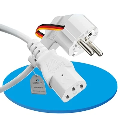 Obrázek sonero Napájecí kabel pro studená zařízení 3 póly, 1,0 m, 90 úhel ochranný kontakt Schuko zástrčka síťová na konektor C13 zdířka, síťový zdroj proud