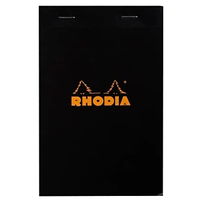 Obrázek Rhodia 142009C Poznámkový blok / sešitý č. 14 11 x 17 cm 80 listů čtverečkovaný g, oddělitelný a mikroperforovaný, s kartonovým hřbetem, ideální pro poznámky, černá, 1 kus