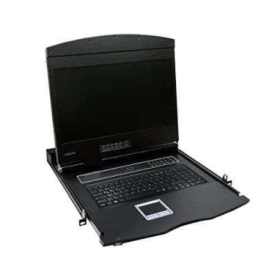 Obrázek LogiLink Professional LC902GE LCD KVM konzole s 48,26 cm (19 palců) TFT monitor a klávesnicí (DE) pro server/síťovou skříňku, černá