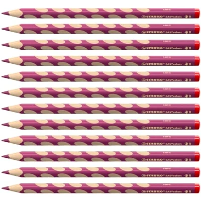 Obrázek Ergonomická pastelka pro praváky STABILO EASYcolors balení 12 ks červeno fialová