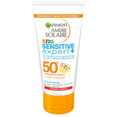 Obrázek Garnier Opalovací krém Kids, Mléko proti slunci pro děti extra voděodolný, LSF 50+, Ambre Solaire, balení 1 ks, 50 ml