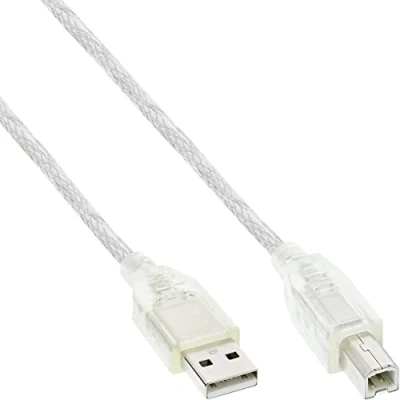 Obrázek InLine 34550T USB 2.0 kabel, A na B, transparentní, 10 m
