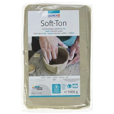 Obrázek Glorex Soft Ton terakota 2500 g, vytvrzování vzduchem nebo vypálením, bílá, 1000 g