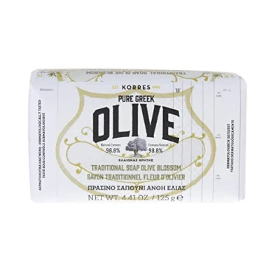 Obrázek KORRES Olive Blossom tělové mýdlo, pevný kus mýdla s extra přírodním olivovým olejem, vyživující a hydratační, veganské, 125 g