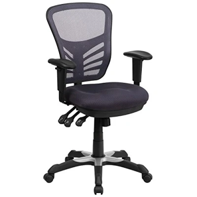 Obrázek Flash Furniture Kancelářská židle, ergonomická, s oporou zad ze síťoviny, tvarované a výškově nastavitelné sedadlo 3 ovládání pádel, tmavě šedá