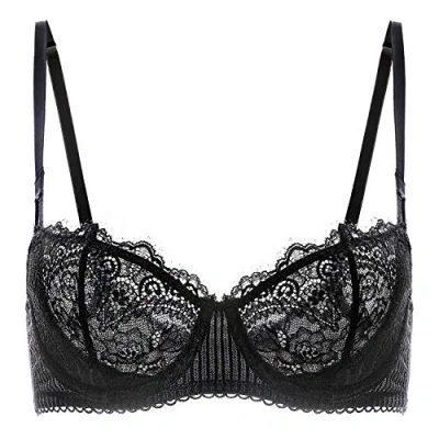 Obrázek DOBREVA Dámská dirndlová podprsenka Push Up Balconette Krajková velké velikosti Sexy Soft Transparent, černá#x back