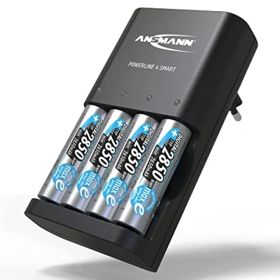 Obrázek Ansmann Nabíječka akumulátoru &quot;Powerline 4 Smart&quot; pro 1 baterie AA a AAA včetně baterií NiMH 2850 NiCd akumulátory s monitorováním jednotlivého šachty