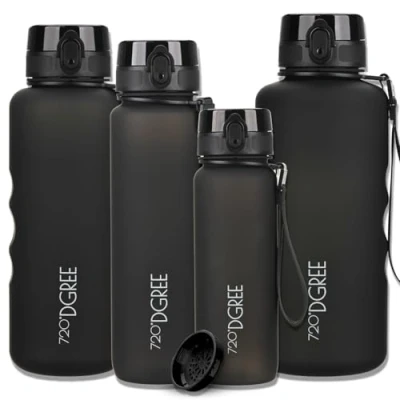 Obrázek 720DGREE láhev na pití 750 ml &quot;uberBottle&quot; odnímatelné poutko + motivační škála, sítko zabezpečená proti vytečení, lehká, bez BPA sportovní vodu z tritanu pro sport,