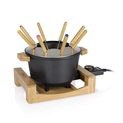 Obrázek Princess Bambus Fondue Pure Black geeignet für bis zu 8 Personen, 800 Watt, 1,5L Fasssungsvermögen, einfache Reinigung, 173025