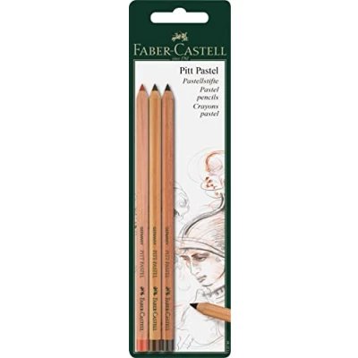 Obrázek FABER CASTELL 112797 barevné pastelky PITT PASTELL, balení 3 ks, obsah: sepiová světlá, sépiová tmavá a červená