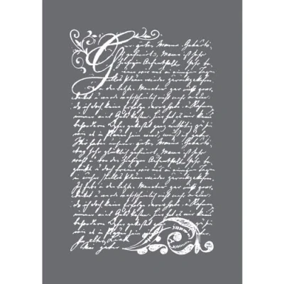 Obrázek Rayher 45067000 šablona motiv: Vintage Poezie, DIN A5, 14,8 x 21 cm, se stěrkou, sítotisková šablona, na malování, samolepicí, polyester