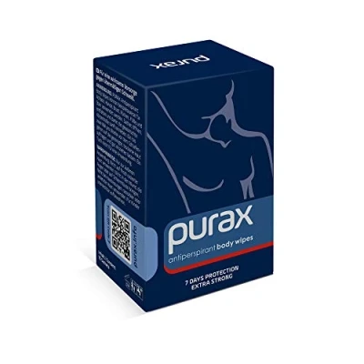 Obrázek PURAX Antiperspirant Body Wipes 7 dní protection, extra silný, 10 ks, modrý