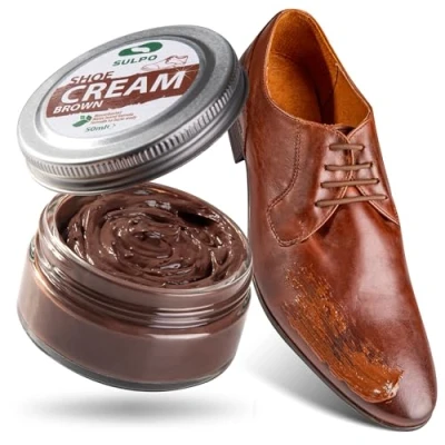 Obrázek SULPO krém na boty Braun Shoe Cream čištění bot kůži, balzám hladká kůže, vodní bázi, osvěžující barvu, péče o pravá a umělá 50 ml