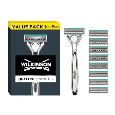 Obrázek Wilkinson Sword Quattro Titanium holicí břity s pánským holicím strojkem (třídění edice nelze vybírat), 8 ks