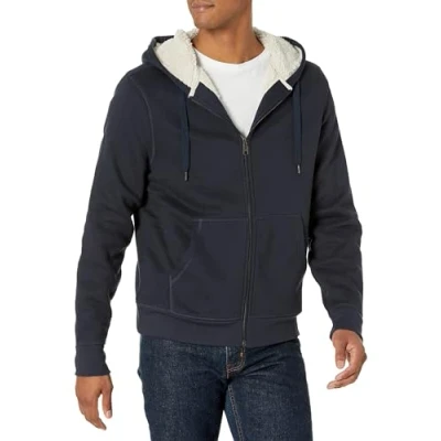 Obrázek Amazon Essentials Pánská mikina s kapucí Sherpa a celopropínacím zipem, námořnická modrá, XL