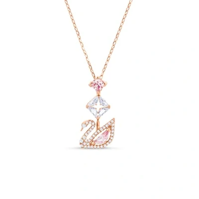 Obrázek Swarovski Dazzling Swan řetízek Y, labuť, růžová, vrstva z růžového zlata, Křišťál, Krystal