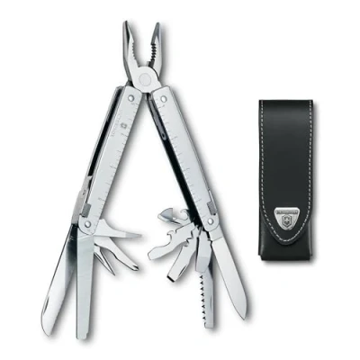 Obrázek Victorinox, Multifunkční nástroj, SwissTool, nástroje na tašky, funkce, kombinované špičaté kleště, zajišťovací čepel