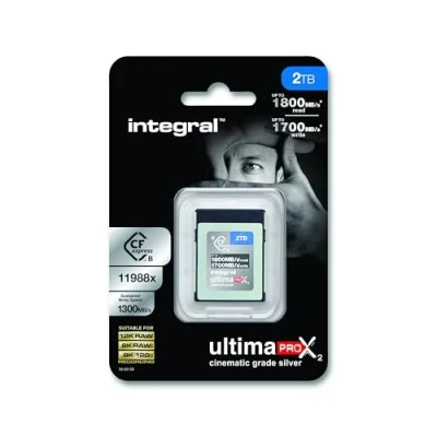 Obrázek Integral 2TB 2000GB CFexpress typ B SD karta 2.0 12K &amp; 8K RAW 120 pro Advanced Cinematic DSLR fotoaparáty, které vyžadují vysokou rychlost zápisu &lt; 1300MB/s CF Express Type