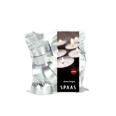 Obrázek Spaas Maxi Teelichter 40er Beutel, ± 10 Stunden weiß, 0390040.000, D 58 mm x H 24