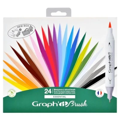 Obrázek GRAPH&#039;IT Brush Set mit 24 Markern doppelter Spitze Essential Colors