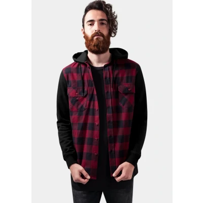 Obrázek Urban Classics Checked Mikina na zip, Muži, Velikost: Large, Blk/burgundy/blk