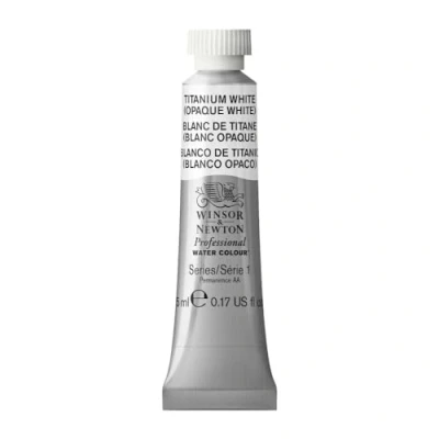 Obrázek Winsor &amp; Newton Profesionální akvarelové barvy 0102644, živé vodní v umělecké kvalitě, vysoká zářivost barev a jas, stálé na světle, archivní kvalita, tuba 5 ml titanová bílá (neprůhledná