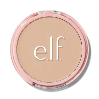 Obrázek e.l.f. Halo Glow Powder filtr, lisovaný finishingový pudr, montovatelná krycí síla, zjemňuje obraz pórů, s velurovou pudrovou třásní a zrcadlem, veganské netestované na zvířatech, lehký neutrální