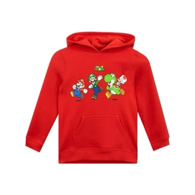Obrázek SUPER Mario BROS pulovr a Luigi chlapci Yoshi Hoodie děti Oficiální Merchandise, červená
