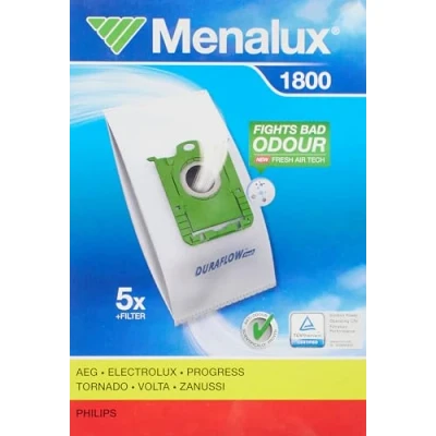 Obrázek Menalux 1800, 5 vakuových čisticích sáčků, Duraflow Fresh with Anti Odour, Suitable for s Bag, UltraSilencer, ClassicSilence, ASP 71, APF 61, Essensio, ErgoClassic, US, ACS, AEO, AP