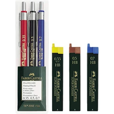 Obrázek Faber Castell 130622 Mechanická tužka TK Fine 3 úsporná sada (plus pero 0,35 mm, 0,5 mm a 0,7 mm)