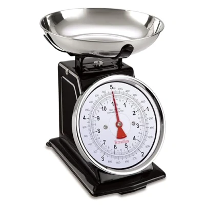 Obrázek TERRAILLON Vintage kuchyňská váha Manuální Tara, velký ciferník a mísa 1 l, rozsah vážení 5 kg model &#039;Tradice 500&#039; černá