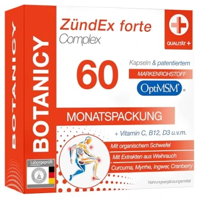 Obrázek ZüNDEX FORTE COMPLEX 60 MSM kapslí ve vysokých dávkách OptiMSM, kadidlo Boswellia Serrata, kurkuma, myrha, zázvor, brusinky, vitamíny, stopové prvky