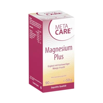 Obrázek META CARE hořčík Plus vysoce biologicky dostupný doplněno kvalitním ovocem manga a vitaminem D3 VEGAN 90 kapslí