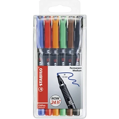 Obrázek Fóliové pero STABILO OHPen universal permanentní medium balení 6 ks s různými barvami