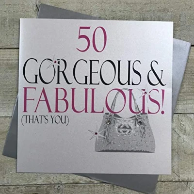 Obrázek WHITE COTTON CARDS XN 18 50 große wunderschöne &amp; Fabulous That&#039;You, zum 50. Geburtstag