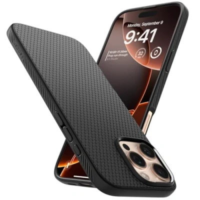 Obrázek Spigen Pro iPhone 16 Max pouzdro [protiskluzové] Liquid Air Case na mobil ochranné Cover tenký matný černý