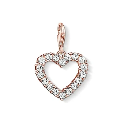 Obrázek THOMAS SABO Dámský přívěsek ve tvaru srdce Charm Club 925 sterlingové stříbro 1574 416 14, 750 růžové zlato, 925, zirkony.