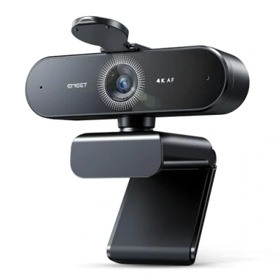 Obrázek EMEET webkamera NOVA 4K, webová kamera 4K se 2 mikrofony s potlačením šumu, Ultra HD 73 širokým úhlem a krytem objektivu, automatická korekce světla PDAF, pro Mac, laptop,