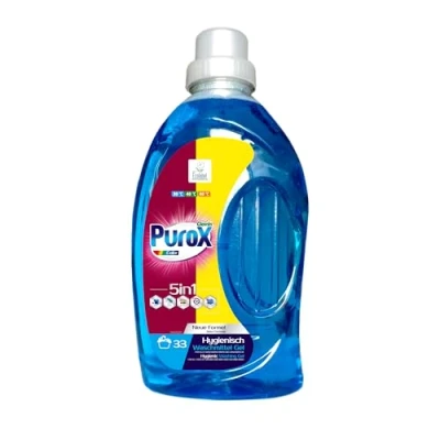 Obrázek Tekutý prací prostředek PUROX COLOR (33 pracích dávek) gel na barevné textilie, odstraňuje skvrny, plně omyvatelný, šetrný k životnímu prostředí, chrání před usazeninami vodního kamene, 1 l