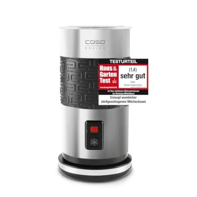 Obrázek CASO Fomini Crema Inox Designový napěňovač mléka pro krémovou mléčnou pěnu studená a horká, ideální latte macchiato, kakao, cappuccino nebo frappé, vysoce kvalitní pouzdro z ušlechtilé oceli,